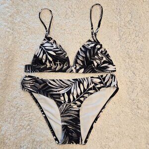 HURLEY BLACK Tropical Floral Print Bikini Women's Size Medium